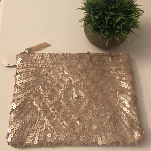 Nordstrom Handbags - NWT Champagne Sequin zipper bag